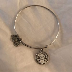 Silver Alex and Ani Bangle with Claddagh Charm